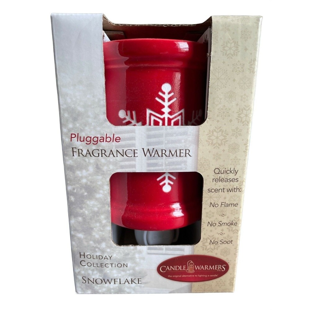 Candle Warmers Holiday Collection Red White Snowflake Pluggable Fragrance Warmer